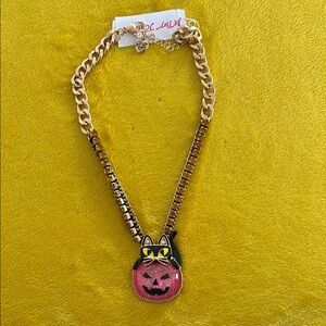 Betsey Johnson Pink and Gold Pumpkin Necklace